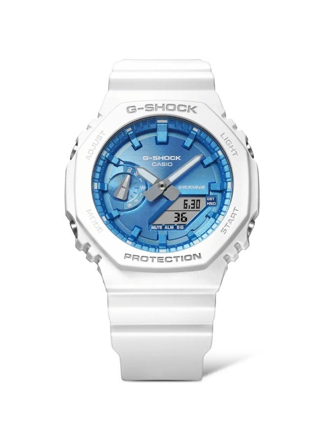 Casio G-Shock Analog-Digital Wrist Watch for Men, White with Blue Dial - Image 1