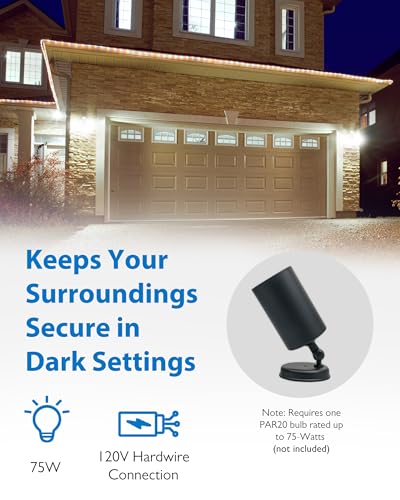NICOR Lighting 75W Black Single Cylinder Adjustable Security Flood Light (11711) - Image 3