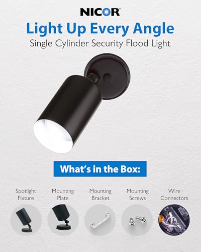 NICOR Lighting 75W Black Single Cylinder Adjustable Security Flood Light (11711) - Image 2