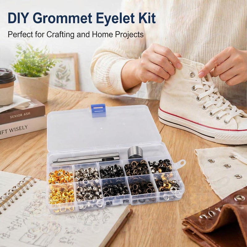 4.5 مم طقم عروات معدنية، 480 عروة معدنية بأربعة ألوان، إكسسوارات DIY مقاومة للصدأ - هيكل معدني متين، تركيب سهل، مثالي للأحذية والحرف الجلدية - Image 4