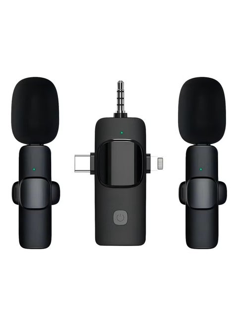 3 in 1 Wireless Lavalier Microphones for iPhone, iPad, Android, Camera, USB-C MicrophoneMini Microphone with Noise Reduction for Video Recording, Vlog, YouTube, TikTok