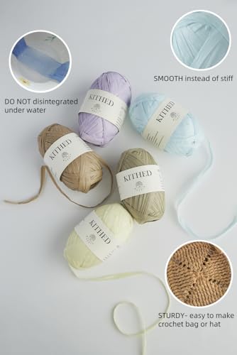 KITHED Raffia Yarn, Soft Raffia Yarn for Crochet，328ft，Smooth Raffia for Hand Knitting Summer Hats and Bags (01 Cornel Pink) - Image 4