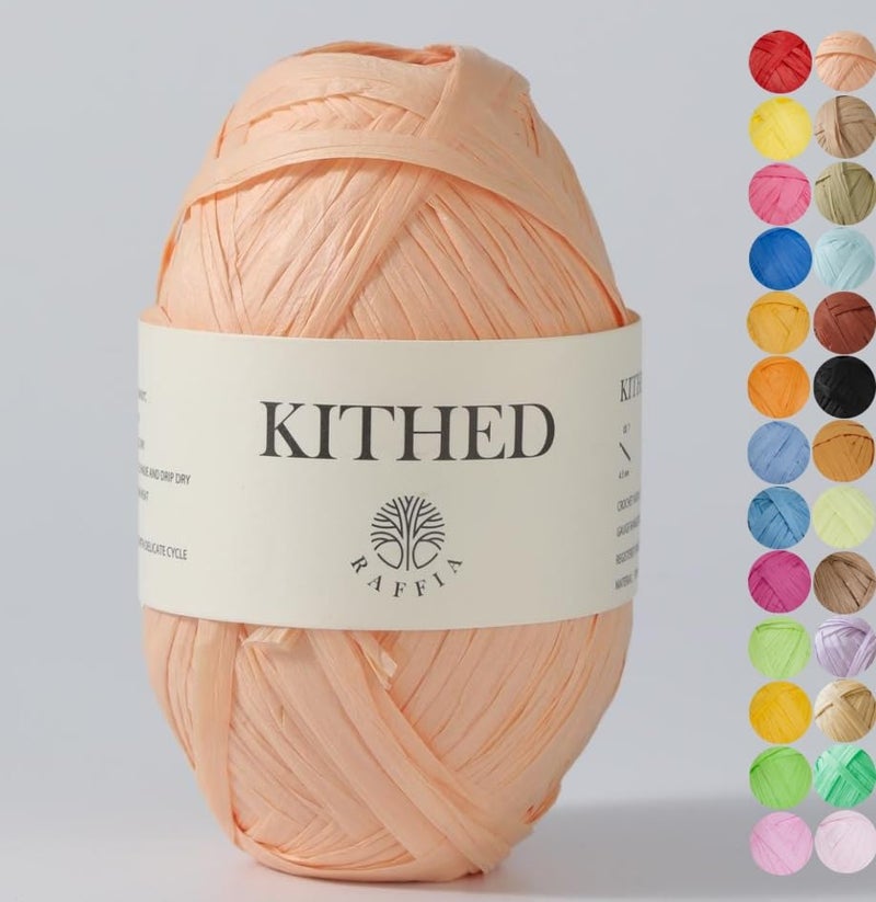 KITHED Raffia Yarn, Soft Raffia Yarn for Crochet，328ft，Smooth Raffia for Hand Knitting Summer Hats and Bags (01 Cornel Pink) - Image 2