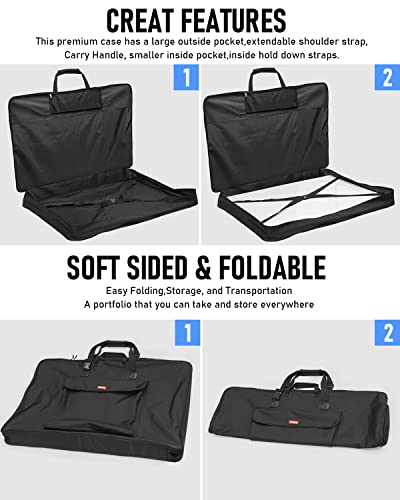 Nicpro Art Portfolio Bag 20 x 26 Inches, Waterproof Nylon Artist Case Carrying Bag Soft Sided with Shoulder Strap, Storage for Artwork Sketch, Drawing, Canvas, Photography, Poster, Solar Panel - Image 3