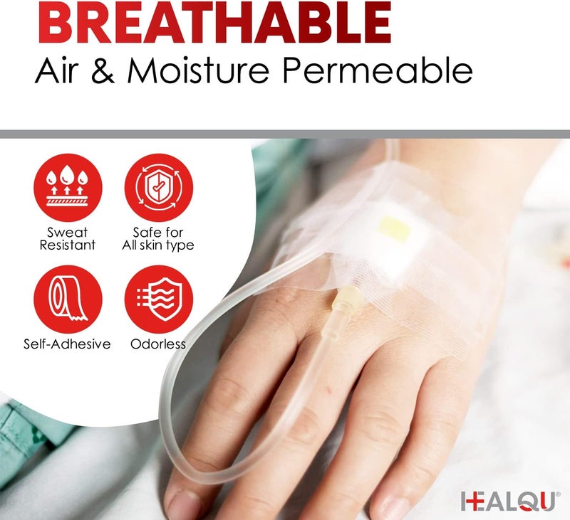 HEALQU شريط جراحي HEALQU 6 لفات 2x10 ياردة شريط طبي شفاف للعناية بالجروح والأنابيب ولوازم الإسعافات الأولية شريط ميكروبوري قابل للتنفس ومقاوم للماء مع لاصق لطيف - Image 2