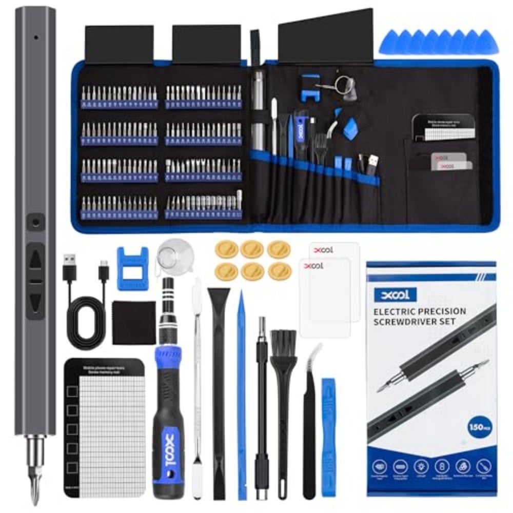 150 in 1 Electric Screwdriver Set Precision Screwdriver Set with 120 Magnetic Bits, Rechargeable 2 Gears Torque Power Screwdriver Kit for Electronics, Computer, Laptops, Phone, PC, Game Console