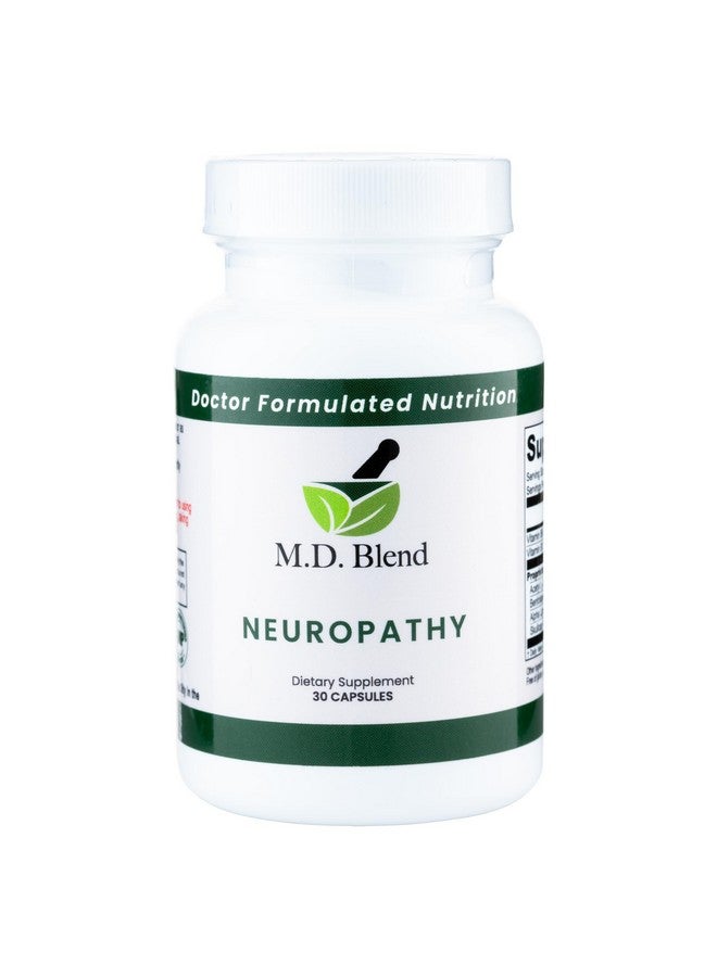 M.D. Blend Neuropathy - Expert Formulated - Natural Blend for Optimal Nerve Wellness - Alpha Lipoic Acid, L-Carnitine, Vitamins B6 & B12, Skullcap Root, Acetyl L-Carnitine - 30 Capsules (1 Pack) - Image 1