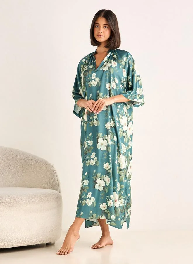 Splash FAV Night Gown 3/4 Sleeve Floral Print