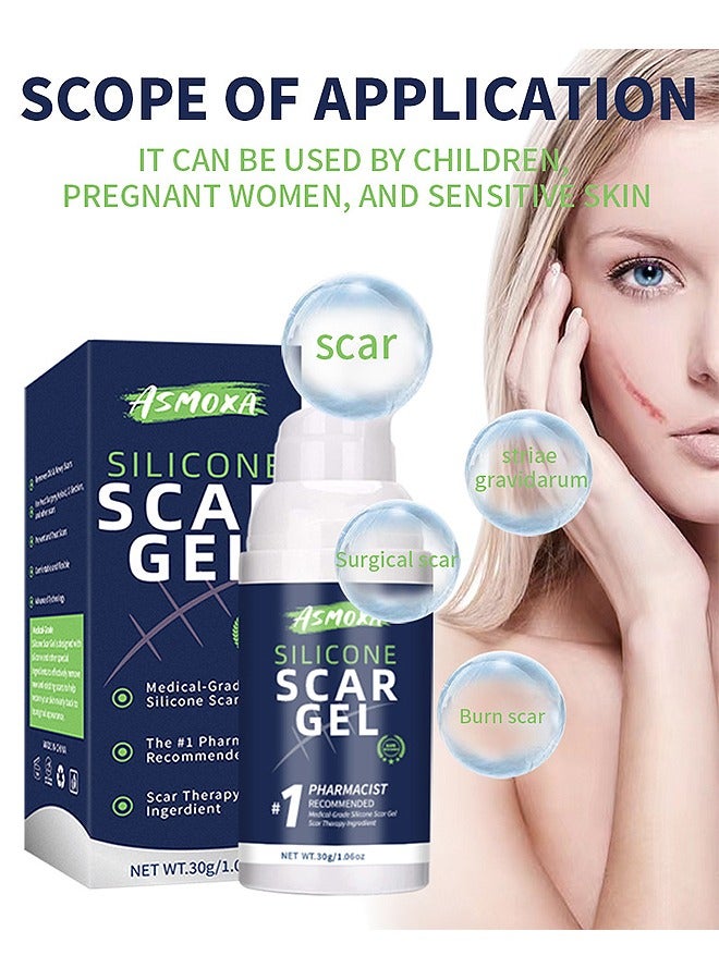 ASMOXA Silicone Scar Gel, Medical Grade Silicone Scar Cream Advanced Scar Removal Gel For Surgical Scars Stretch Marks Acne Injury Burns Keloids Hypertrophic Old And New Scars 30G - Image 4