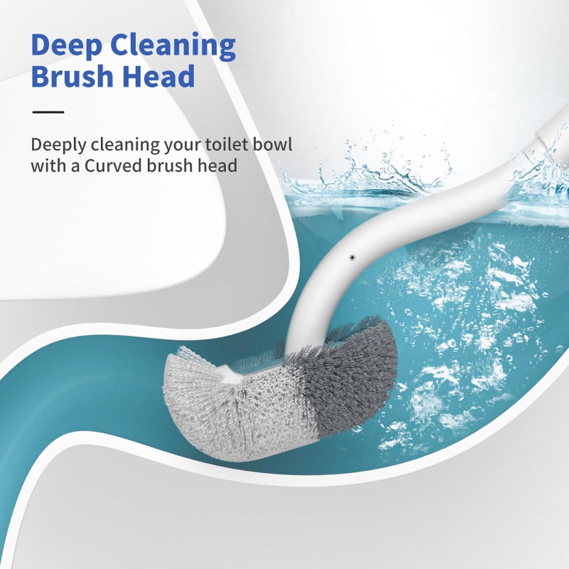 Marbrasse Marbarsse Bathroom Toilet Bowl Brush and Holder  Curved Design Toilet Brush for Deep Cleaning Under Rim  Best Toilet Brush Set  CompactToilet BowlCleaner Brush for Bathroom  1 Pack - Image 2