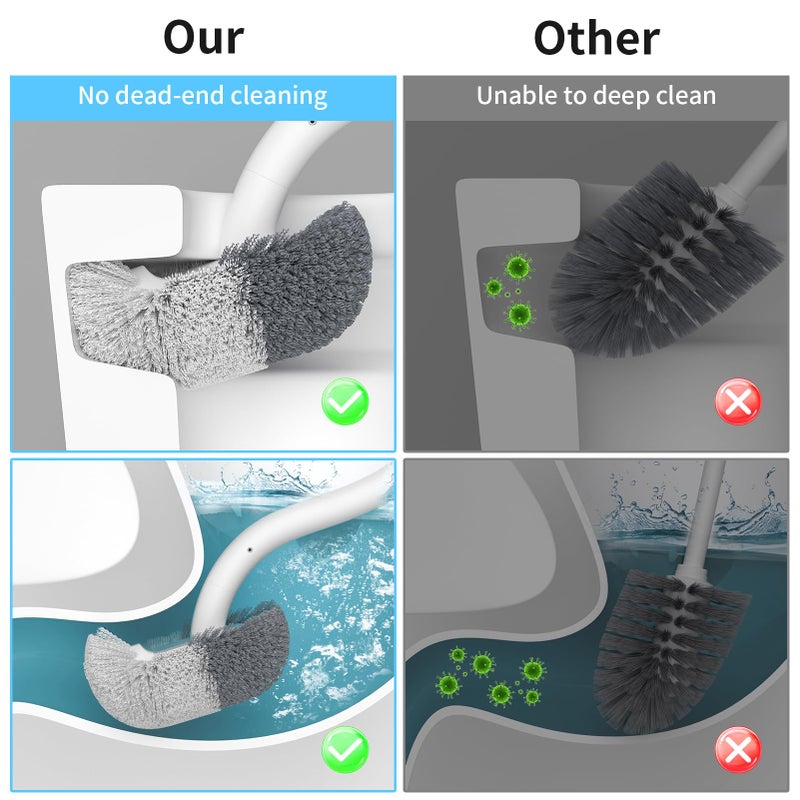 Marbrasse Marbarsse Bathroom Toilet Bowl Brush and Holder  Curved Design Toilet Brush for Deep Cleaning Under Rim  Best Toilet Brush Set  CompactToilet BowlCleaner Brush for Bathroom  1 Pack - Image 3