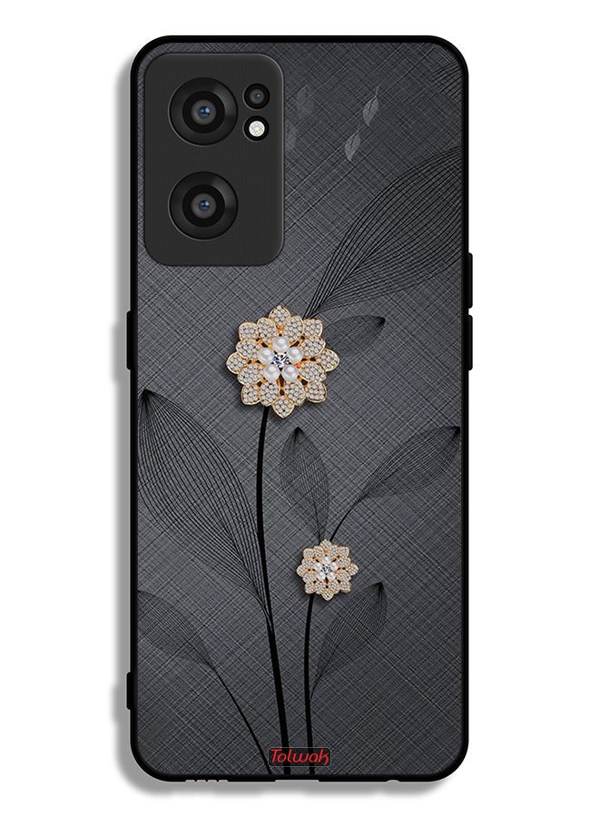Tolwak غطاء حماية لهاتف OnePlus Nord CE 2 5G مزين بفن الزهور الماسية - Image 2