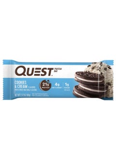 QUEST NUTRITION Protein Bar, Cookies and Cream, 1 Bar, 21g Protein, Low Calories 