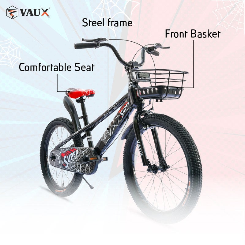Vaux Super 20-Inch Kids Bike | 20-Inch Wheel Size | Adjustabe Seat | With Basket |Black Color - Image 5