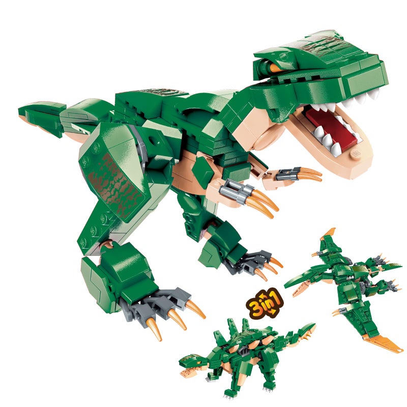 HSANHE 3 in1 Dinosaurs Building Blocks Toys for Kids Age 610 Year Old Educational Building Sets Best Gifts for Boy 610 Green - Image 4
