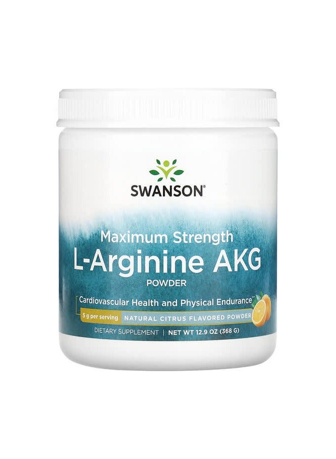 Maximum Strength L-Arginine AKG Powder, Natural Citrus, 12.9 oz (368 g)