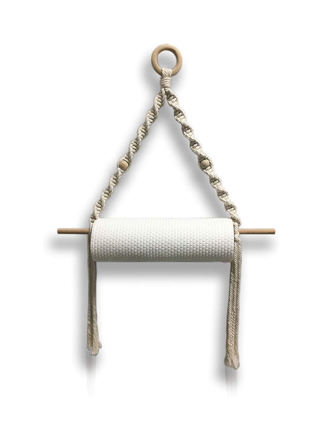 Antikiano n natural Wooden Paper Towel Holder - Macrame Wall Hanging - Image 1