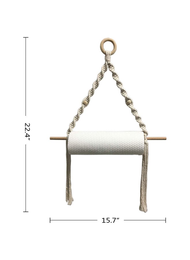 Antikiano n natural Wooden Paper Towel Holder - Macrame Wall Hanging - Image 4