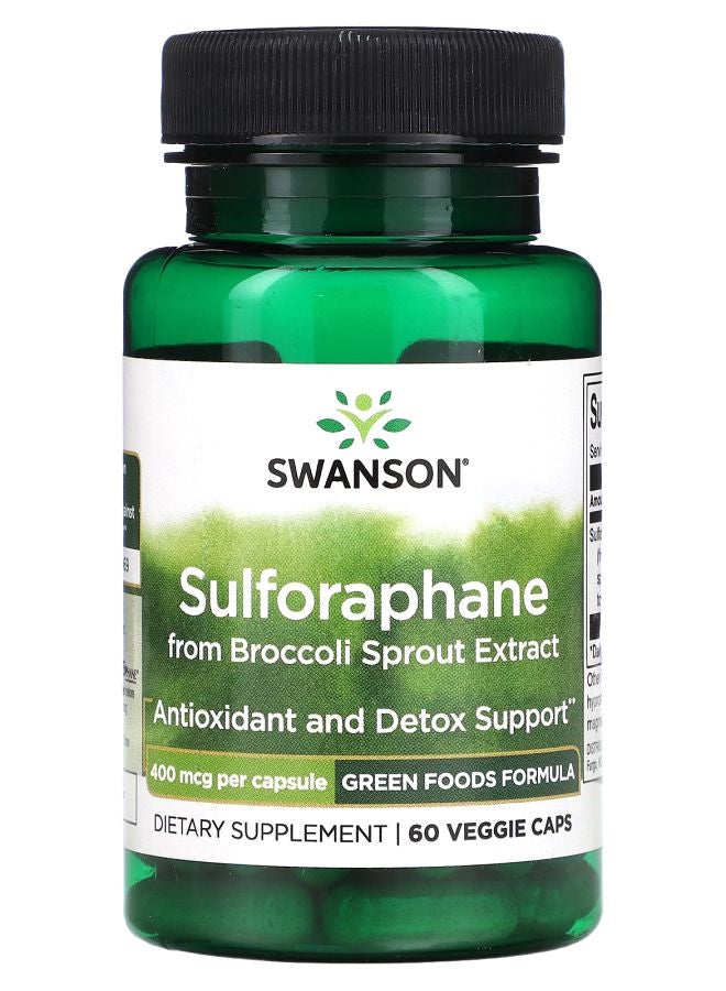 SWANSON سلفورافان من مستخلص براعم البروكلي 400 ميكروغرام 60 كبسولة نباتية