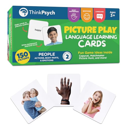 ThinkPsych Real People Flashcards 150 Body Parts Emotions and Verbs Realistic Picture Cards for Speech Therapy Materials Autism Learning Materials Body Parts for Toddlers - Image 1