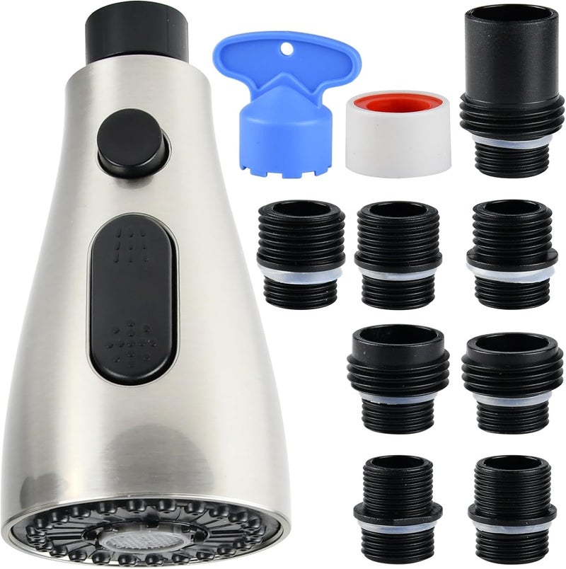 Beati Faucet رأس صنبور مطبخ بديل لـ WEWE-FORIOUS-Qomolangma-VFAUOSIT-BASDEHEN-WOWOW-VCCUCINE صنبور مطبخ قابل للسحب/الإنزال، 3 وضعيات رش، نيكل مصقول - Image 1