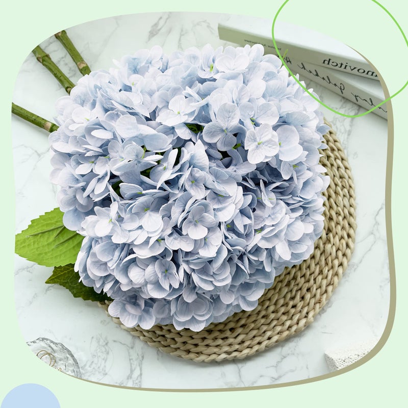 Yatim 21In Blue Artificial Hydrangea Flowers 5 Pcs Real Touch 3D Print Latex Flowers for Wedding Centerpieces Bouquets DIY Floral Decor Home Decoration with Stems - Image 4