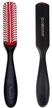 Denman D143 Hair Brush Black 5 Row Long Handle Styling Brush for Detangling Separating Shaping and Defining CurlsFringes Bangs For Women and Men - Image 1