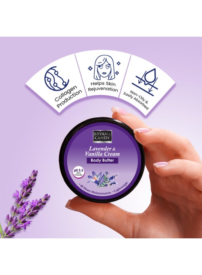 BRYAN & CANDY Lavender & Vanilla Body Butter 200g |Ph5.5 Skin Friendly | 48hrs Moisturization | 100% Vegan - Image 4