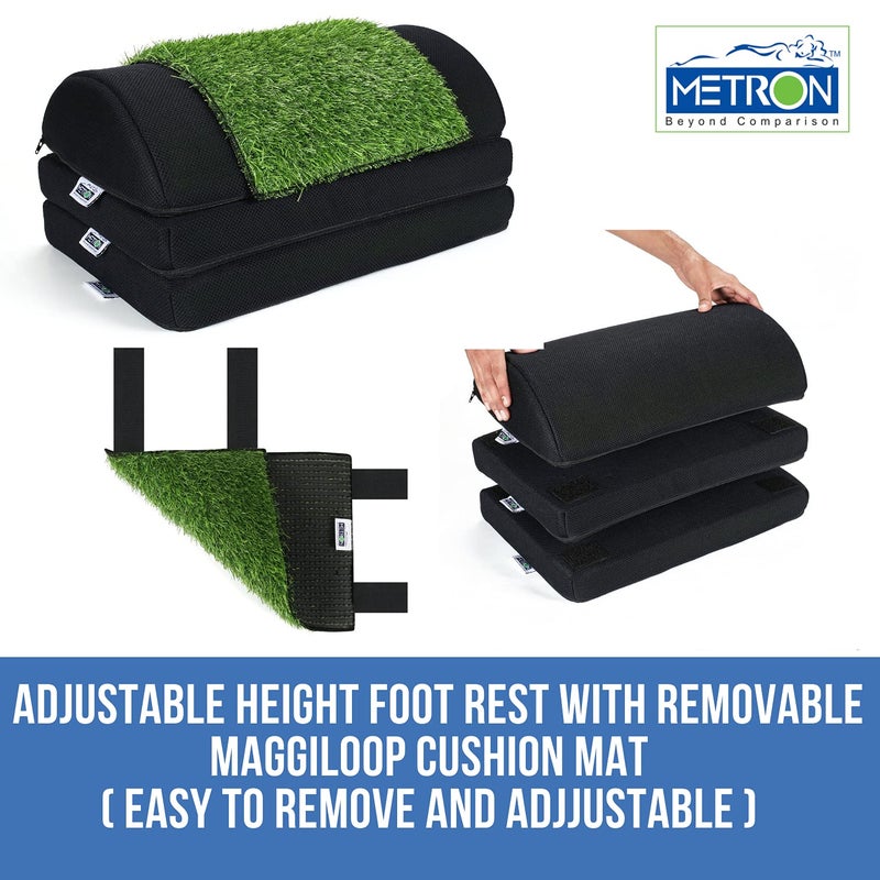 METRON Adjustable 3in1 Foot Rest Stool for Under Desk with Removable Artificial Grass Turf Top Mat Sheet Relieves Foot Pain Improves Blood Circulation 3 Height Options 5 7 9 - Image 5