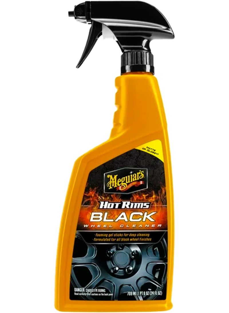 Meguiar's Meguiar's Hot Rims Black Wheel Cleaner, Deep Foaming Gel Specially Formulated to Effectively Clean Matte, Gloss, Satin, and Chrome Black Wheels, 24 Oz Spray Bottle - Image 1