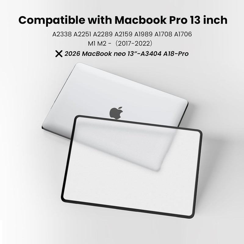 BlueSwan Hard Shell Case compatible for Macbook Pro 13 inch M2 M1 A2338 A2251 A2289 A2159 A1989 A1706 A1708,2022-2017 Released,Anti-rupture TPU Frame + PC Matte Anti-fingerprint Cover-Frosted Clear - Image 2