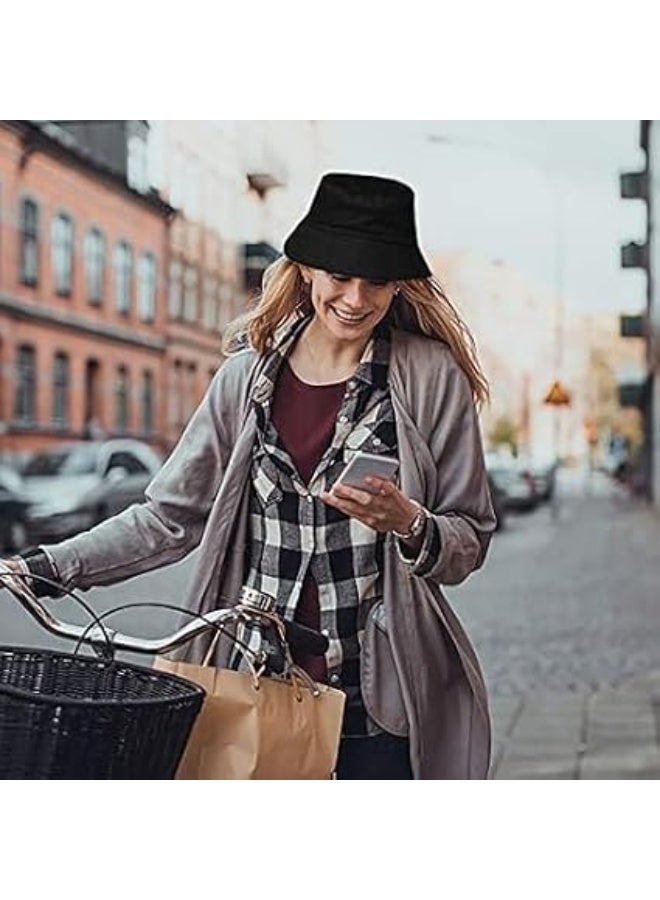 Plain, imported, foldable bucket hat for sun and UV protection, suitable for unisex fishermen, black, one size - Image 4