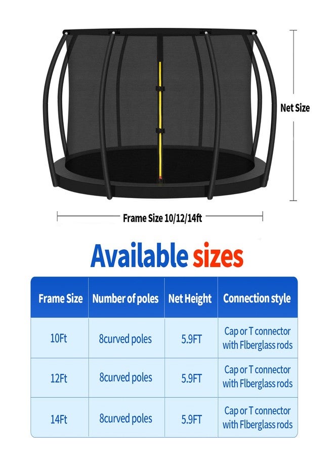 MSSVIGING Top Ring Trampoline Enclosure Net Replacement-for 12ft 8 Curved Poles Top Ring System, 12' Round Safety Net Only, Trampoline Accessories with Protection Buckles Adjustable Straps Zipper - Image 2