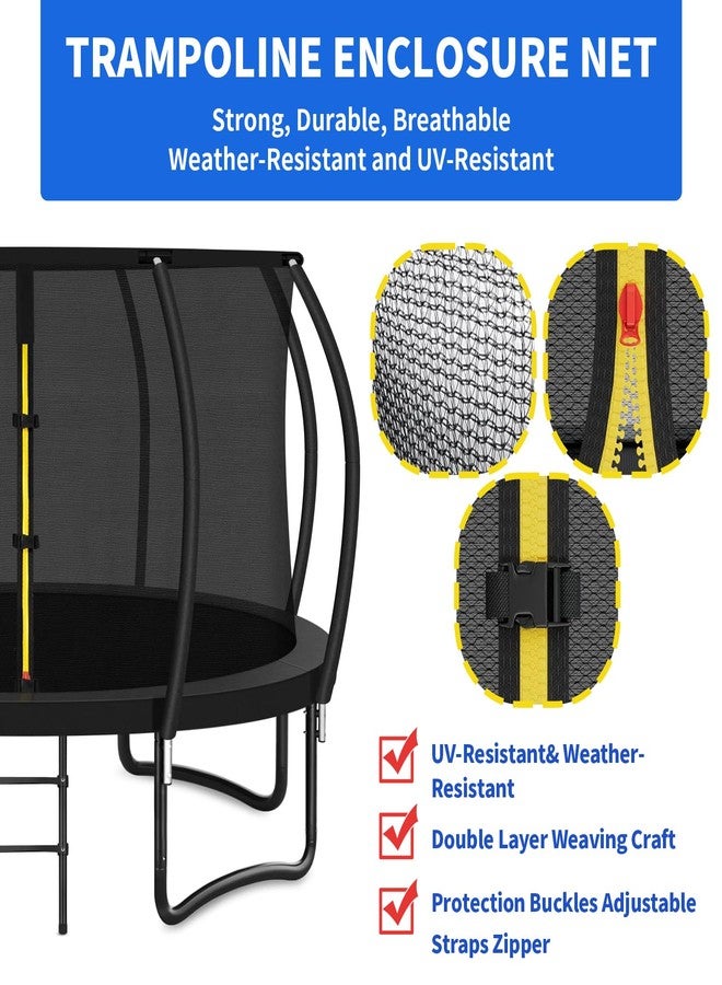 MSSVIGING Top Ring Trampoline Enclosure Net Replacement-for 12ft 8 Curved Poles Top Ring System, 12' Round Safety Net Only, Trampoline Accessories with Protection Buckles Adjustable Straps Zipper - Image 4