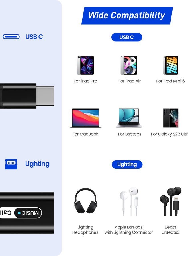 iMangoo USB C to Lightning Audio Adapter for Apple iPad Pro 10 iPhone 16 15 Pro Max, Type C Male to Female MFi Certified Lightning Headphone Earphones Converter for iPad Air Mini 6 MacBook Connector Black - Image 5