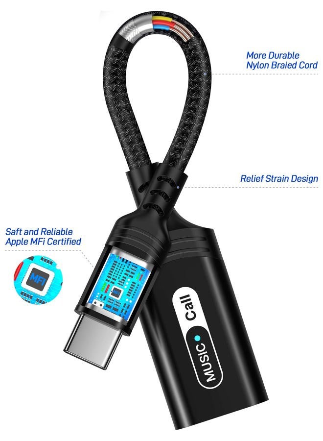iMangoo USB C to Lightning Audio Adapter for Apple iPad Pro 10 iPhone 16 15 Pro Max, Type C Male to Female MFi Certified Lightning Headphone Earphones Converter for iPad Air Mini 6 MacBook Connector Black - Image 3