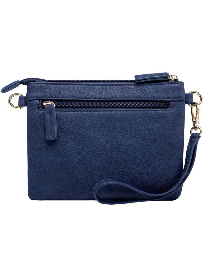 بي برينتانو حقيبة يد صغيرة متعددة السحابات من بي برينتانو نباتية مع سوار معصم قابل للإزالة وحزام كتف قابل للتعديل (لون كحلي) - Image 2