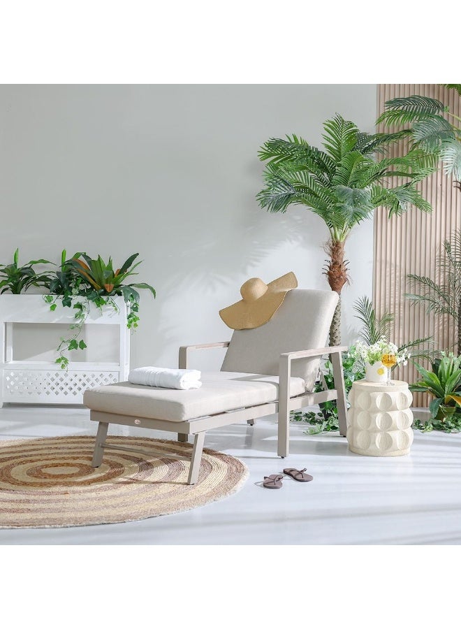 DANUBE HOME Macy Premium Outdoor Sun Lounger – Beige Rattan Style – Weather-Resistant Patio, Pool & Garden Chair with 2-Year Warranty for Ultimate Relaxation - Image 1