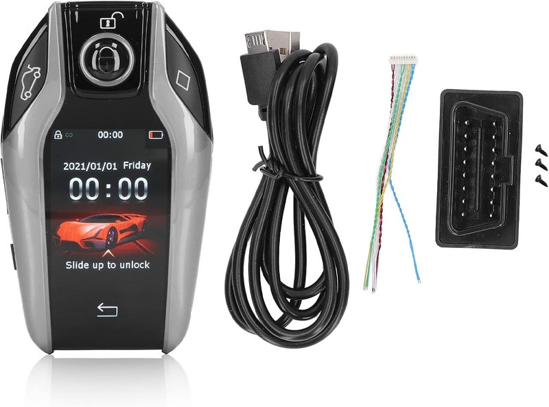woobles Push Start Ignition Kit, Universal TK800 and LCD Touch Screen Smart Key Remote Keyless Entry for All Start Stop Engine Button Models (Grey) Grey - Image 1