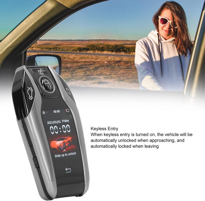 woobles Push Start Ignition Kit, Universal TK800 and LCD Touch Screen Smart Key Remote Keyless Entry for All Start Stop Engine Button Models (Grey) Grey - Image 3