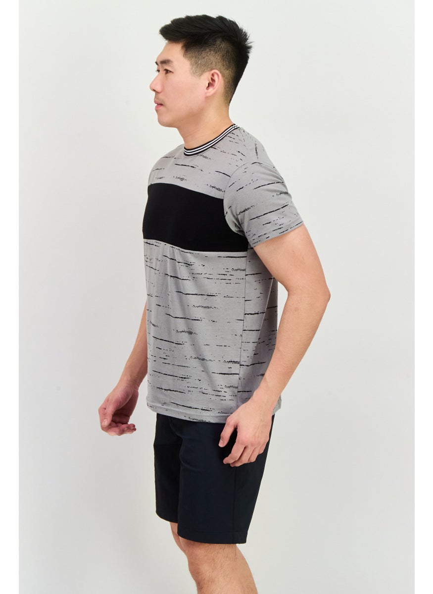 Modern Culture Men Crew Neck Short Sleeve Space Dye Print T Shirt, Black  - Image 2