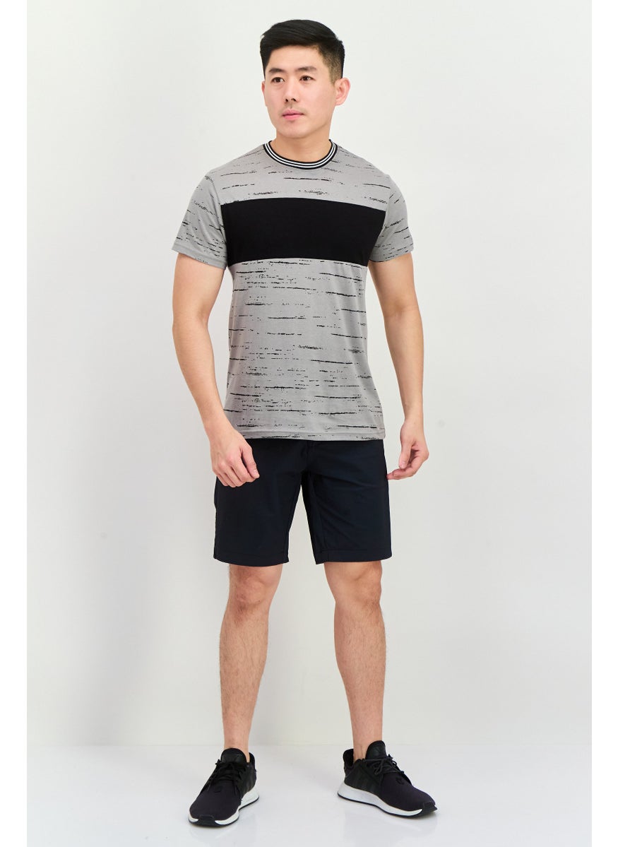 Modern Culture Men Crew Neck Short Sleeve Space Dye Print T Shirt, Black  - Image 3
