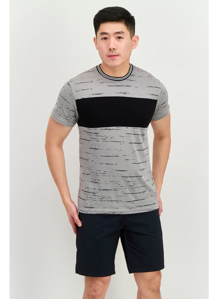 Modern Culture Men Crew Neck Short Sleeve Space Dye Print T Shirt, Black  - Image 1