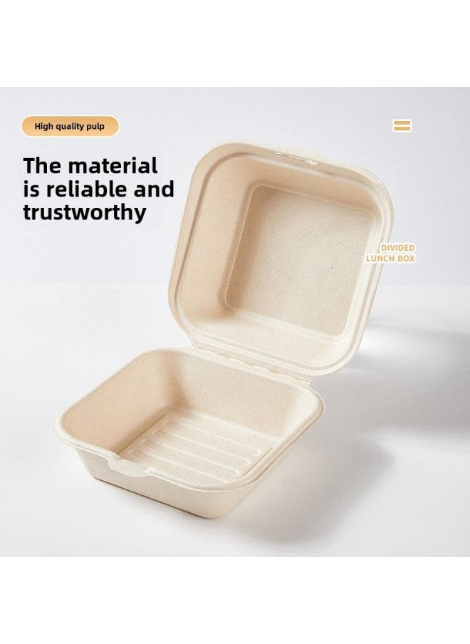 Generic - Disposable Pulp Hamburger Box Internet Celebrity Bento Tiramisu Cake Box Square Packing Takeaway Meal Box-Color:White ] - Image 1