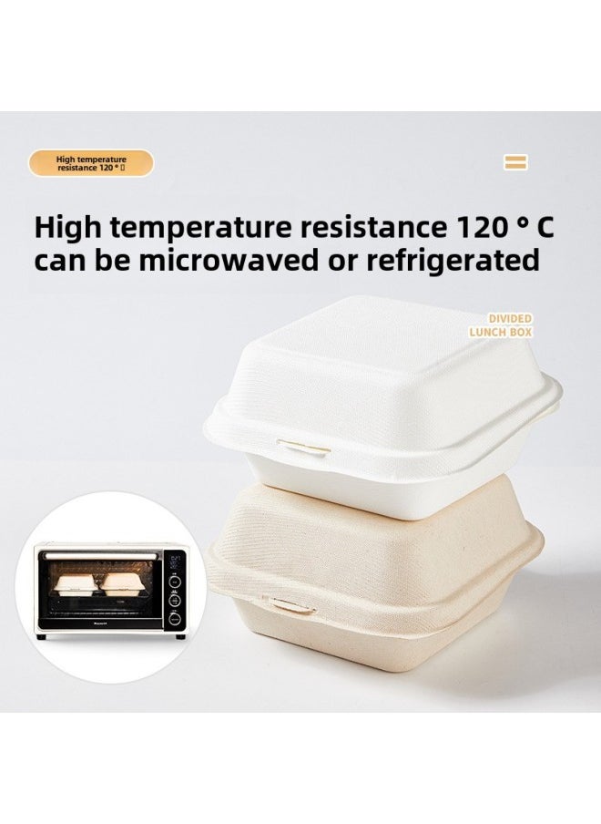 Generic - Disposable Pulp Hamburger Box Internet Celebrity Bento Tiramisu Cake Box Square Packing Takeaway Meal Box-Color:White ] - Image 1