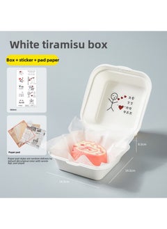 Disposable Pulp Hamburger Box Internet Celebrity Bento Tiramisu Cake Box Square Packing Takeaway Meal Box-Color:White ]