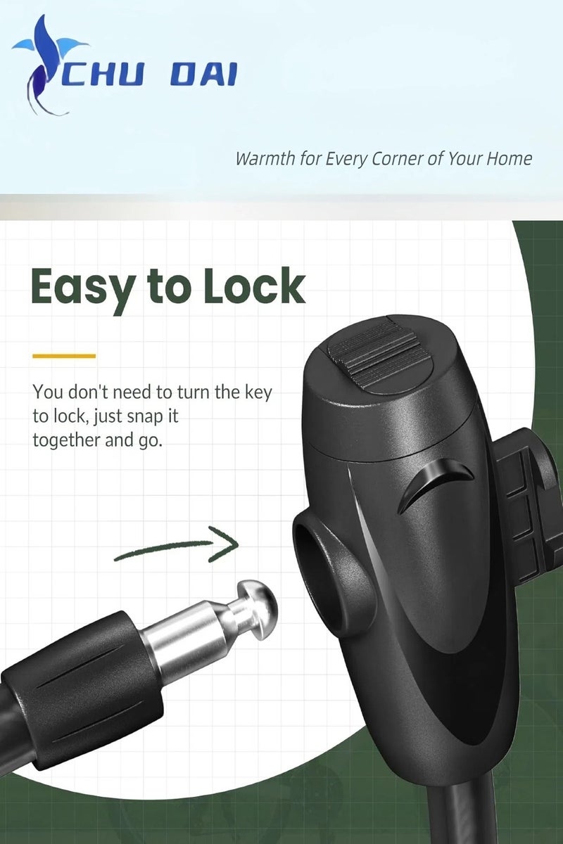 تشو داي قفل دراجة، كابل قفل دراجة بسمك نصف بوصة، قفل دراجة آمن ملفوف مع مفاتيح، قفل سكوتر، قفل دراجة، قفل دراجة متين مضاد للسرقة مع حامل تثبيت. - Image 2