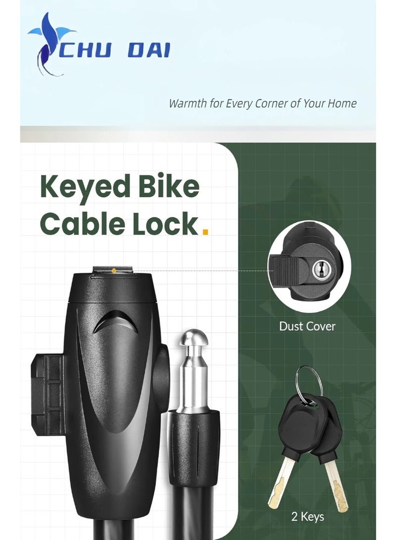 تشو داي قفل دراجة، كابل قفل دراجة بسمك نصف بوصة، قفل دراجة آمن ملفوف مع مفاتيح، قفل سكوتر، قفل دراجة، قفل دراجة متين مضاد للسرقة مع حامل تثبيت. - Image 5