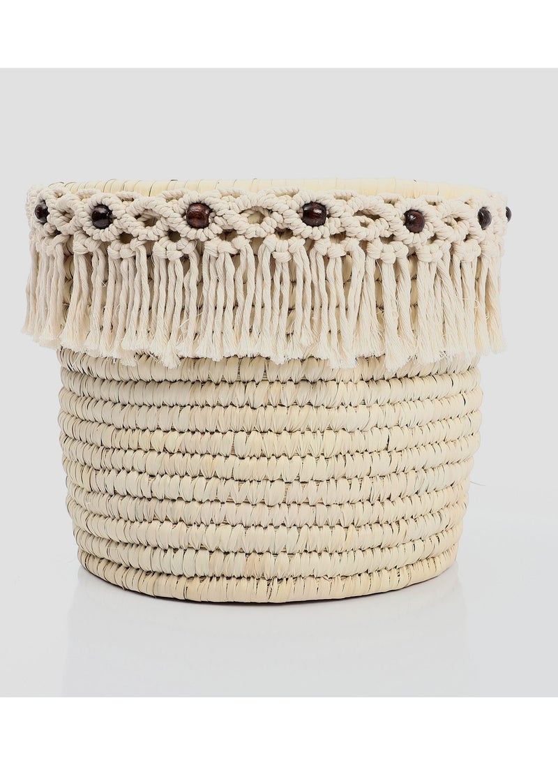 Bazaar Misr - Wicker storage basket macrame - Image 1