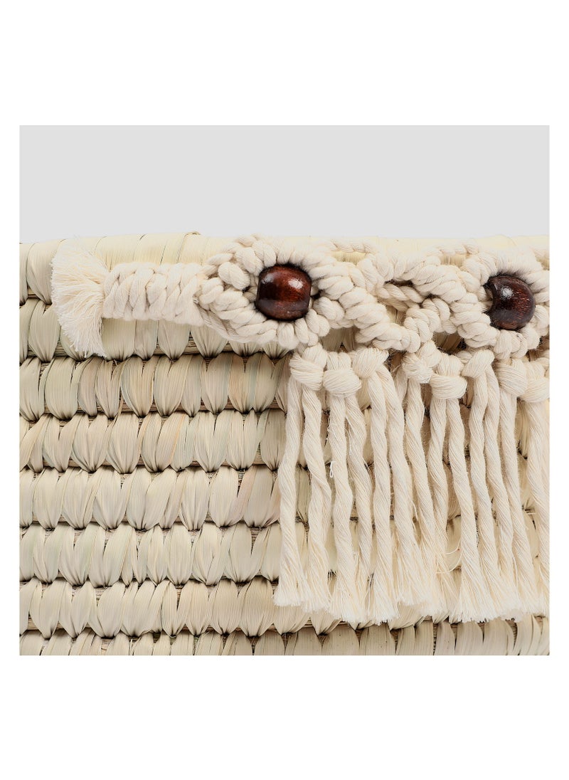 Bazaar Misr - Wicker storage basket macrame - Image 1
